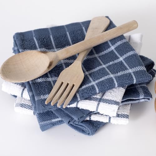 Ritz Premium 100% Cotton Terry Check Kitchen Dish Cloths - Highly Absorbent, Super Soft, Long-Lasting, 12"x12", 6-Pack, Federal Blue - color: Federal Blue, size: 6-Pack - Dish Cloths