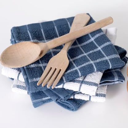Ritz Premium 100% Cotton Terry Check Kitchen Dish Cloths - Highly Absorbent, Super Soft, Long-Lasting, 12"x12", 6-Pack, Federal Blue - color: Federal Blue, size: 6-Pack - Dish Cloths