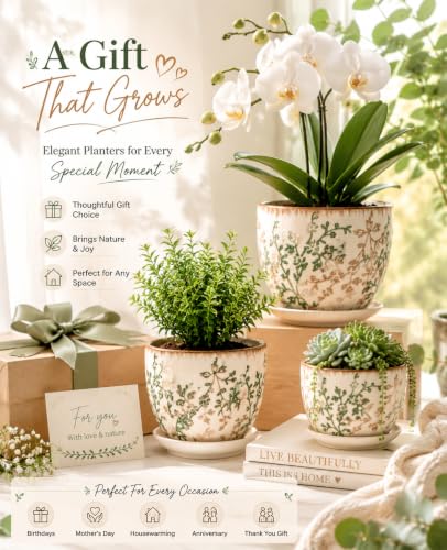 Ceramic Plant Pots, Nursery Pots with Drainage Hole, 3.5 Inch Succulent Pots for Plants, Small Indoor Flower Pots, Modern Decorative Planters for House Plants, Garden Planters, White Green - size: 3.5 inch, set of 4