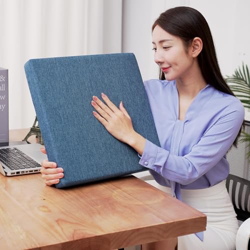 4PCS Linen Soft Foam Seat Cushion | 15x14x2 Inches Bar Stool Cushions Square | Thickened Recliner Cushion | Chair Cushion with Removable Cover (Indigo Blue) - color: 4pcs Indigo Blue, size: 15x14x2IN