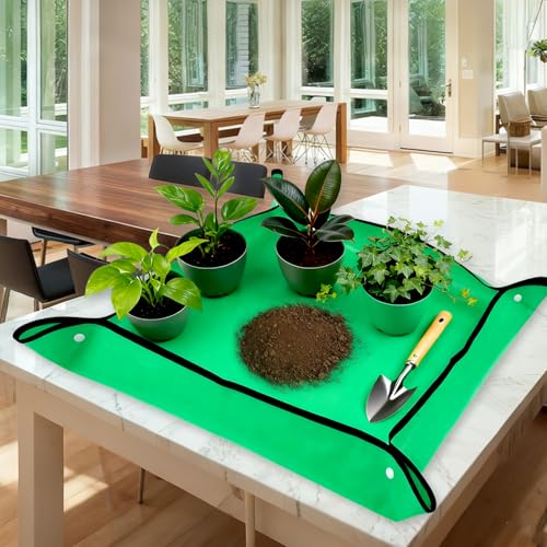 Repotting Mat for Indoor Plant Transplanting and Mess Control, Thickened Waterproof Potting Tray Foldable Succulent Potting Mat Portable Gardening Mat Garden Gifts for Women & Men, 27"x 27"