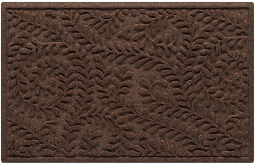 WaterHog Boxwood Front Door Mat Indoor Outdoor Entrance, All-Weather Mats | Heavy Duty Outdoor Doormats, Non-Slip Rubber Backing, Dirt & Moisture Trapper, Low Profile, Made in USA, 23"x36", Dark Brown - color: Dark Brown, size: Medium 23"x36" (2’x3’)