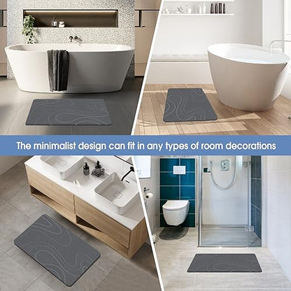 Veeloim Stone Bath Mat Diatomaceous Earth Shower Mat Non-Slip Super Absorbent Diatomite Stone Bath Mats for Bathroom Floor Quick Drying Natural Easy to Clean | Fast Drying, Super Absorbent, Non-Slip Design, Easy to Clean, Durable Diatomaceous Earth - colo
