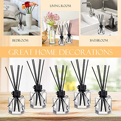 Huquary 12 Set 120 ml 4 Ounce Reed Diffuser Bottle Empty Glass Jars | Empty Diffuser Bottle with Caps, Black Rattan Stick Set,Fragrance Accessories, DIY Replacement Rattan Aromatherapy