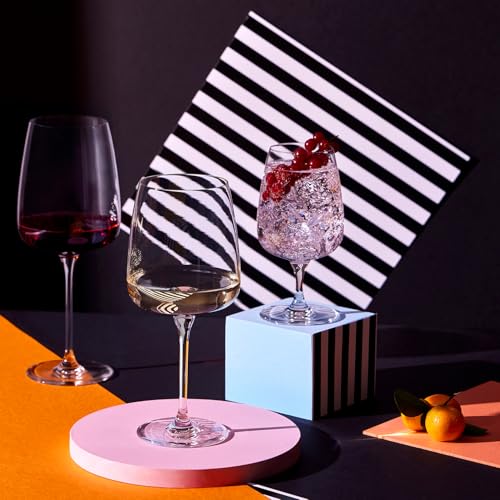 Krosno Red Wine Glasses Set of 4, 20.3 oz, Modern Collection | Large White Wine Glasses, Rosé, Cocktails, Aperol, Water, Lead-Free Crystal, Dishwasher Safe, Idea Reaglo - size: 25.4 fl oz (Set of 4)