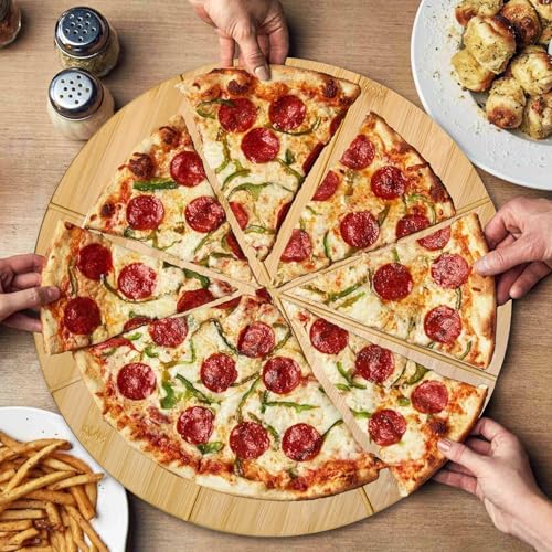12inch Pizza Cutting Board Round Bamboo Wood Prep Platter Plate Tray - style: 12"
