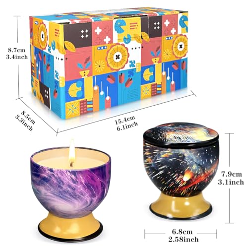 2 Packs -4 Ounces Household Aromatherapy Candles, Lemon, French Vanilla Natural Soy Candles, Portable tin can Candle Set, Suitable for Travel, spa, Bathing, Yoga, Home Decoration