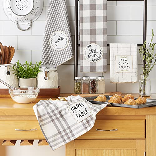 DII Home Sweet Farmhouse Kitchen Collection, Dishtowel Set, 18x28, Gray, 4 Count - color: Gray, size: Dishtowel Set, 18x28"