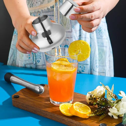 Glass Cocktail Shaker, Martini Shaker with Strainer for Bars, Whiskey, Cocktails 17oz (Silver) - color: Silver