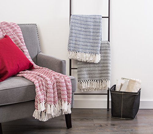 DII Modern Farmhouse Cotton Herringbone Blanket Throw with Fringe for Chair, Couch, Picnic, Camping, Beach, & Everyday Use, 50 x 60 - French Blue - color: French Blue