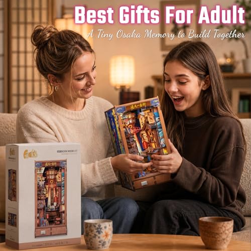 Japanese Book Nook Kit - DIY Miniature House Kit for Adults | Japan 3D Wooden Puzzles Bookshelf Nook Decor Gifts for Women Men (Tsutenkaku Ichiban Street) - style: Tsutenkaku Ichiban Street