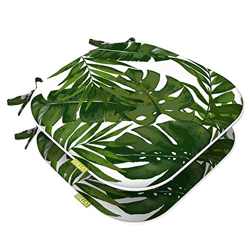 LVTXIII Indoor/Outdoor Chair Cushions Seat Cushions with Ties, Patio Chair Pads D16xW17 Inch for Patio Furniture Garden Home Office Decoration 2 Pack, Palm Green - color: Palm Green, size: 2 Count (Pack of 1)