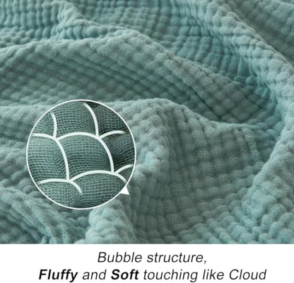 EMME Muslin Cotton Queen Blanket for Bed 90" x 90" Lightweight Breathable Layering Bedspread Gauze Soft Lightweight Airy Teal - color: 01 - Teal, size: Queen (90" x 90")