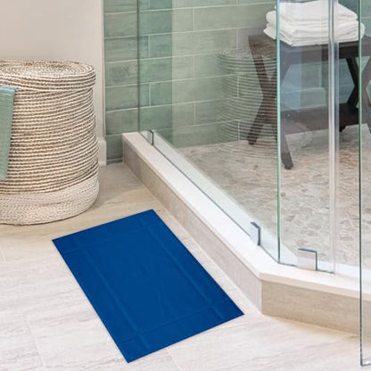 100% Cotton Bath Mat 24x17 Inches, 1350 GSM Thick Plush, Soft Absorbent, Oeko-Tex Certified, Durable Construction- Navy - color: Navy