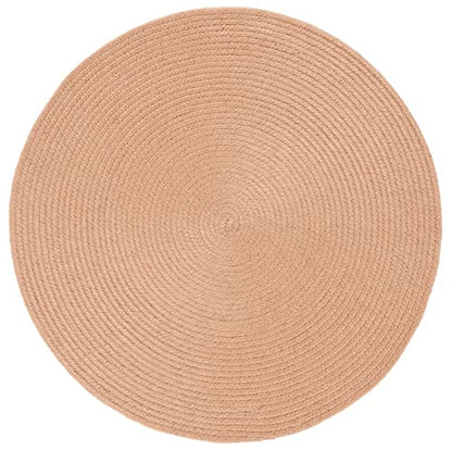 SAFAVIEH Braided Collection Area Rug - 4' Round, Tan, Handmade Country Farmhouse, Ideal for High Traffic Areas in Living Room, Bedroom (BRD402E) - color: Tan, size: 4' (Round)