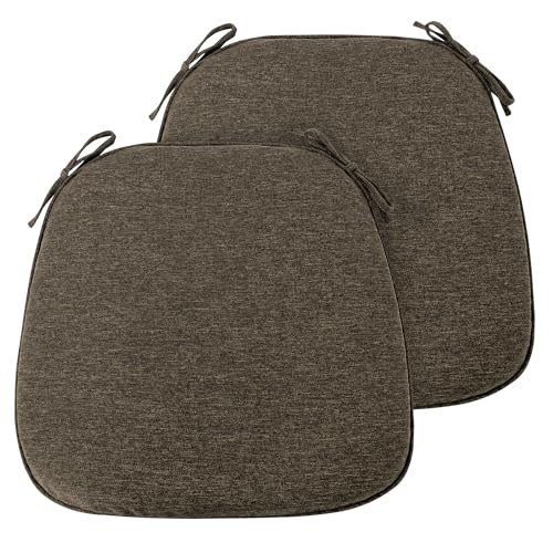 FUNHOME Indoor/Outdoor Chair Cushions Set of 2, 17x16x2Inch-Brown | Round Corner Patio Chair Pads with Ties, Water-Resistant, Patio Seat Cushions for Home Garden Furniture Decoration - color: Brown, size: Set of 2