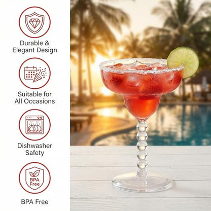 TOPZEA Acrylic Margarita Glasses Set of 4, 13.5 oz Shatter-proof Plastic Daiquiri Cocktail Cup, Unbreakable Martini Champagne Coupe Glasses Drinkware for Poolside, Bar, Party, BPA-free, Reusable