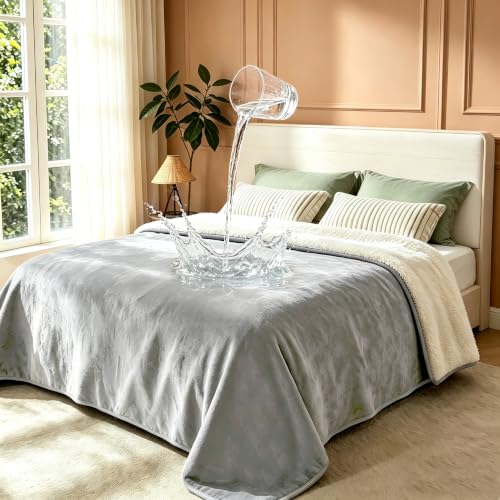 gogobunny Waterproof Blanket for Bed Couch, Sherpa Fleece Throw, 50x60 | Liquid Pee and Fur Proof Pet Blanket for Dog, Reversible Soft Warm Throw for Couch Cover, Furniture Cover Protector, Grey - color: Grey, size: 50x60 inches