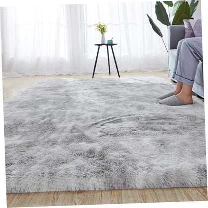VALICLUD Fluffy Bedside Rug Soft Plush Area Carpet with Slip Backing Versatile for Living Room Bedroom and Hallway Decor Elegant Grey Design