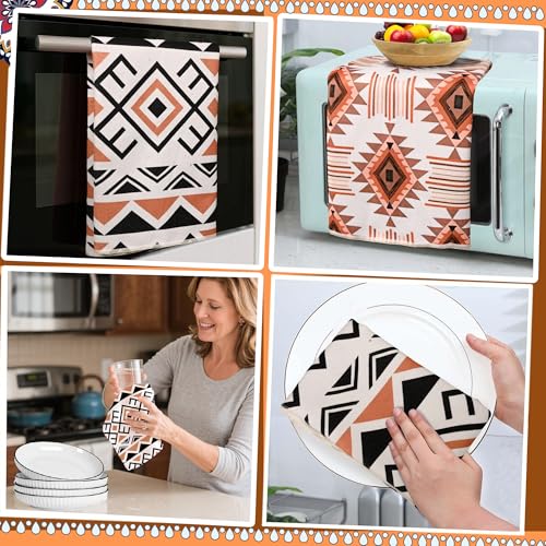 Western Kitchen Towels Set of 2 – 16x24 Inch Aztec Boho Hand Towels, Super Absorbent Microfiber Dish Cloths for Kitchen, Bath, RV & Camping, Gifts for Women - color: Western-2 Aztec