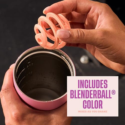 BlenderBottle Tumbler 2-in-1 Stainless Steel Shaker Bottle 24oz, Rose Petal | Leak-Proof with Straw Removed | Blenderball Whisk Technology | Sip or Chug Spout | Protein | Greens | Hydration - color: Rose Petal, size: 24 Ounces