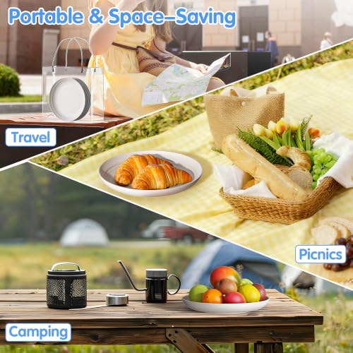 Quatish 16 PCS Unbreakable Reusable Plastic Plates,8 inch Dishwasher & Microwave Safe Dinner Plate, Easy-to-Clean Lightweight,Portable for Kitchen & Picnics Wheat Straw Plates （Beige） - color: Beige