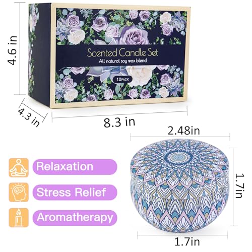 Scented Candles Gift Set, 12 Pack Aromatherapy Candles for Women, Candles for Home Scented, 300H Long Burning, Soy Wax Candle Set, Gifts for Mom Women SPA Birthday Anniversary Stocking Stuffers - size: Bulk Value 12-Candle Set
