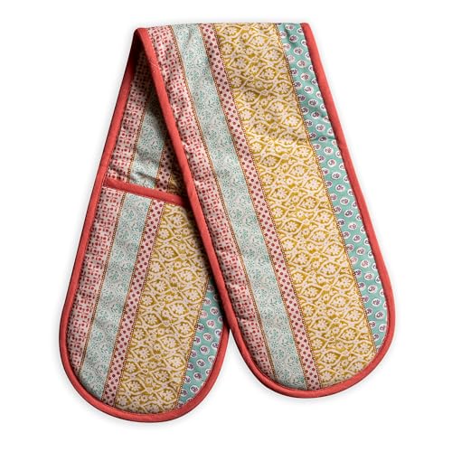 Maison d' Hermine Double Oven Mitts 100% Cotton Double Oven Glove (7"x35") | Heat Resistant BBQ Cooking Gloves with Loop Baking Grilling Kitchen Hotel Home Farmhouse Spring Summer - Provence - color: 002 - Provence, size: 7" x 35" (Double Oven Mitt)
