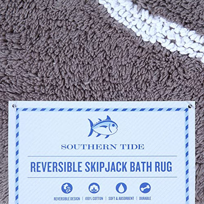 Southern Tide Reversible Bath Rug – 100% Cotton, Soft & Absorbent – Double-Sided Design with Signature Skipjack – Machine Washable Coastal Accent Rug – 20" x 32" – Grey - color: Grey