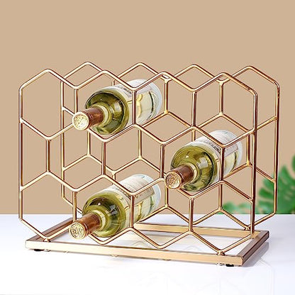14 Bottle Countertop Wine Rack - Freestanding Modern Gold Metal Wine Rack - Tabletop Wine Holder Stand for Cabinet, Pantry, Wine Bottle Storage…… - color: Gold