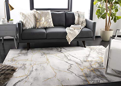 SAFAVIEH Craft Collection Runner Rug - 2'3" x 6', Grey & Gold, Modern Abstract Design, Non-Shedding & Easy Care, Ideal for High Traffic Areas in Living Room, Bedroom (CFT877F) - color: Grey/Gold, size: 2'3" x 6' (Runner)