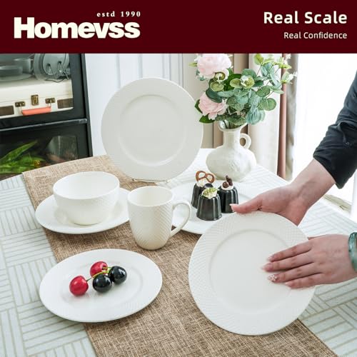 HomeVss, New Bone China Embossed Rain Drops 40pc Dinnerware Set - color: Rain Drops, size: Service for 8 - 40pc Set