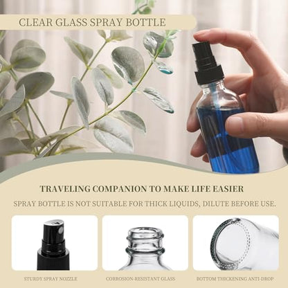 NOOEEISS Clear Glass Small Spray Bottles 2 oz 48 Packs,Fine Mist Sprayer Pretty Finish,Refillable Containers mini spray bottles for Cleaning Solutions and Skin Care (Clear 48Pack) - color: Clear, size: 48Pack