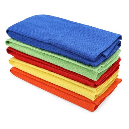 HOMEFRONT Kitchen Towel, Hand Towel for Kitchen, Set of 5, Multicolor | Cotton Blend Waffle Weave Dish Towels, Super Absorbent Quick-Dry Tea Towels, 18' x 28'