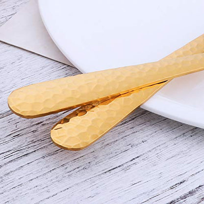 Gold-Plated Stainless Steel Salad Serving Set, 2-Piece Spoon Fork Flatware Set - color: Gold