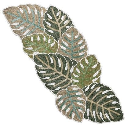 Handmade Beaded Table Runner, Multi-Color, 13x36 | Glass beads and polyester backing, spot clean only, weddings, holidays, and everyday dining use - color: Cream Lace, size: 36"x13"