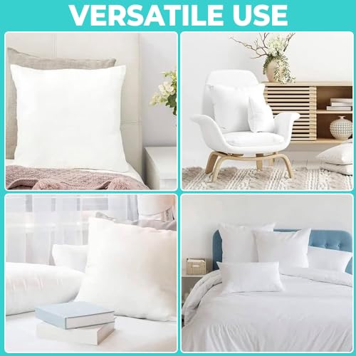 QUBA LINEN 18 x 18 Throw Pillow Insert - Pack of 2 White, Down Alternative Pillow Inserts for Decorative Pillow Covers, Throw Pillows for Bed, Couch Pillows for Living Room (Pack of 2) - size: 18x18 Inch (Pack of 2)
