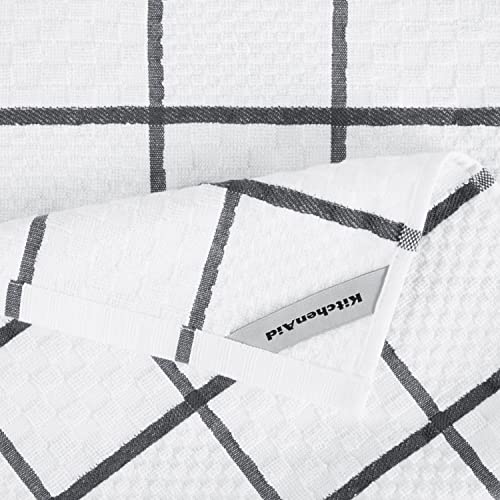 KitchenAid Quilted Cotton Terry Cloth Oven Mitt, Pot Holder, Kitchen Towel 4-Pack Set, Heat Resistant, Silicone Grip, Gift Set, Charcoal Grey, 16"x26", 7"x13" & 7"x10" - color: Charcoal Grey