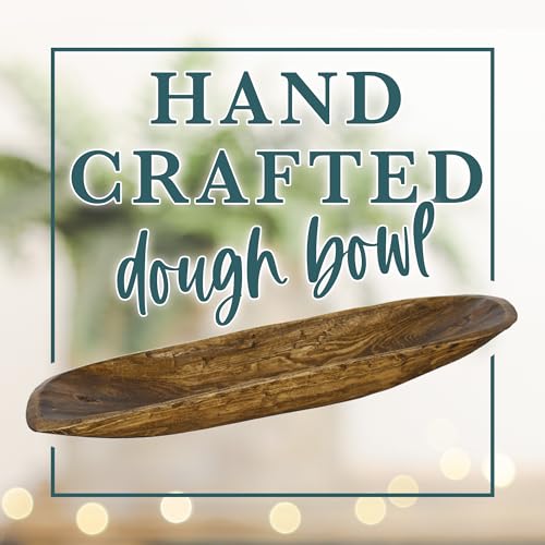 Lifestyle Collection Rustic Dough Bowl - Hand Carved Decorative Wood Bowl - LS1013