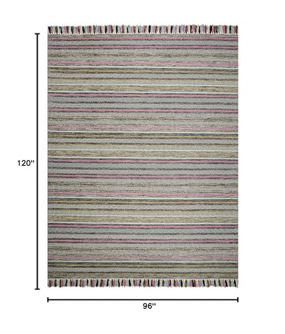 SAFAVIEH Area Rug 8x10 - Montauk Collection - Large - Black & Multi, Handmade Cotton, Boho Stripe Fringe Design, Ideal for Living Room, Bedroom, Office, Dining Space (MTK901B) - color: Black/Multi, size: 8' x 10' (Rectangular)