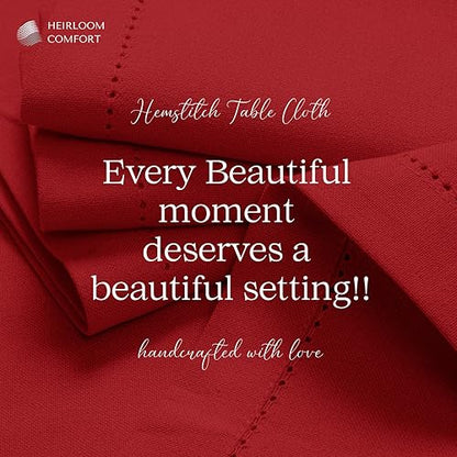 Red Cotton Tablecloth, Table Cover 52x70 Inch, Fits 4-6 Seats, Soft, Washable, Wrinkle Resistant, Rectangle Table Cloth for Dining, Anniversaries, Festive Gatherings, Family Dinner - color: Red, size: 70" x 52" (Rectangular)