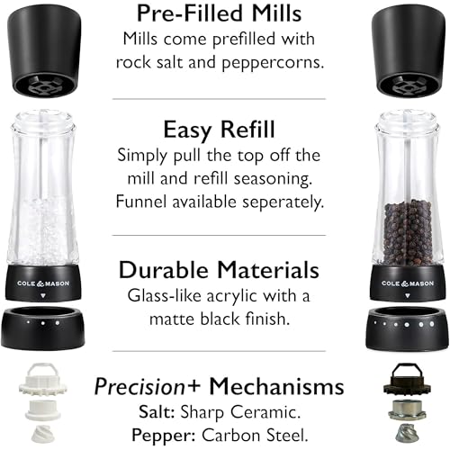 Cole & Mason Seasoning Mill Derwent 190mm Clr SS PM Matt Black - color: Matte Black