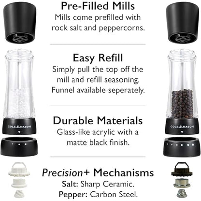 Cole & Mason Seasoning Mill Derwent 190mm Clr SS PM Matt Black - color: Matte Black