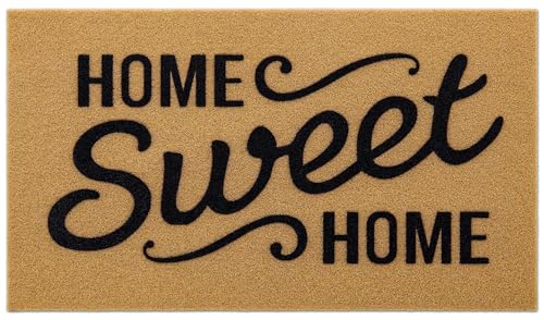 OLANLY Black and White Striped Rug 27.5"x43" and Home Sweet Home Door Mat 30"x17" Bundle, Washable Cotton Layered Front Porch Decor Set for Entryway, Kitchen, Patio Indoor Outdoor