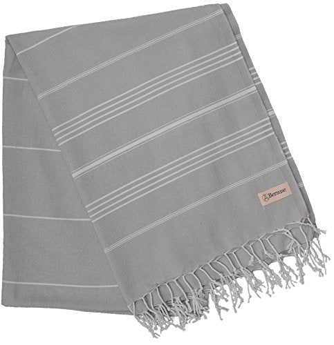 Bersuse Towels Anatolia XL Beach Blanket Throw Blanket Turkish Towel 100% Cotton Extra-Large Quick-Dry Lightweight Premium Peshtemal Towel - 61x82 Inches, Silver Grey - color: Silver Grey