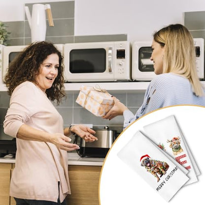 Christmas Mastiff Kitchen Dish Towels 2 Pack - Mastiff Dog Lover Gift, Waffle Weave Christmas Hand & Tea Towels for Kitchen Bathroom, 16x24 Inches - color: Mastiff Christmas