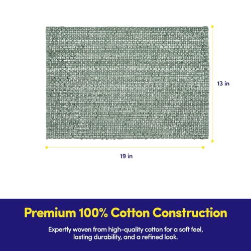 Sweet Home Collection 100% Cotton Placemats for Dining Room Rectangle Two Tone Woven Fabric 13" x 19" Soft Durable Table Mat Set, Set of 6, Light Green - color: Light Green, size: Rectangle 13" x 19"