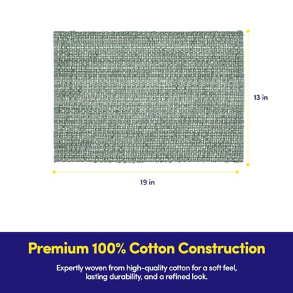 Sweet Home Collection 100% Cotton Placemats for Dining Room Rectangle Two Tone Woven Fabric 13" x 19" Soft Durable Table Mat Set, Set of 6, Light Green - color: Light Green, size: Rectangle 13" x 19"