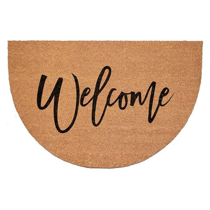 Calloway Mills 114602436 Half Round Cursive Welcome Doormat, 24"x36" - color: Black, size: 2' x 3' (Semicircular)