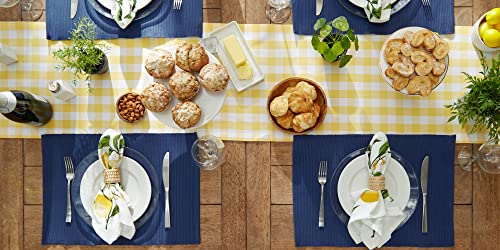 DII Basic Everyday Ribbed Tabletop 100% Cotton, Placemat Set, 13x19, Nautical Blue, 6 Piece - color: Nautical Blue, size: 13x19"